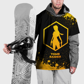 Накидка на куртку 3D с принтом Tomb Raider   gold gradient в Тюмени, 100% полиэстер |  | 