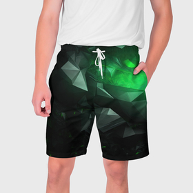 Мужские шорты 3D с принтом Абстрагирование зеленого цвета в Кировске,  полиэстер 100% | прямой крой, два кармана без застежек по бокам. Мягкая трикотажная резинка на поясе, внутри которой широкие завязки. Длина чуть выше колен | 