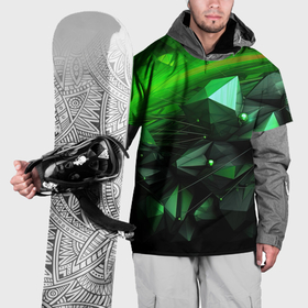 Накидка на куртку 3D с принтом Абстракция и зелень гармония , 100% полиэстер |  | Тематика изображения на принте: 