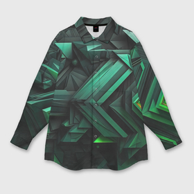Мужская рубашка oversize 3D с принтом Абстрактный рельеф зелени в Екатеринбурге,  |  | 