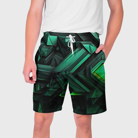 Мужские шорты 3D с принтом Абстрактный рельеф зелени в Екатеринбурге,  полиэстер 100% | прямой крой, два кармана без застежек по бокам. Мягкая трикотажная резинка на поясе, внутри которой широкие завязки. Длина чуть выше колен | 