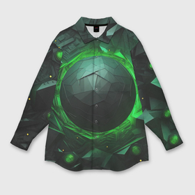 Мужская рубашка oversize 3D с принтом Абстрактная гармония зеленого в Екатеринбурге,  |  | Тематика изображения на принте: 