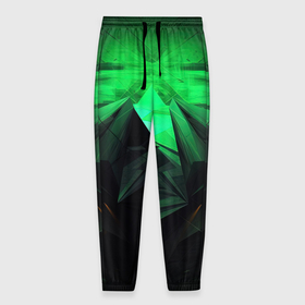 Мужские брюки 3D с принтом Зеленая абстракция: симфония природы в Екатеринбурге, 100% полиэстер | манжеты по низу, эластичный пояс регулируется шнурком, по бокам два кармана без застежек, внутренняя часть кармана из мелкой сетки | 