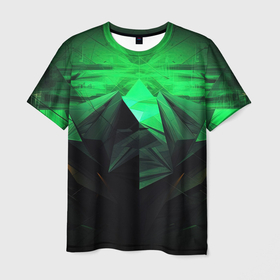 Мужская футболка 3D с принтом Зеленая абстракция: симфония природы в Курске, 100% полиэфир | прямой крой, круглый вырез горловины, длина до линии бедер | 