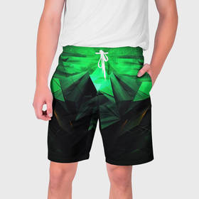 Мужские шорты 3D с принтом Зеленая абстракция: симфония природы в Белгороде,  полиэстер 100% | прямой крой, два кармана без застежек по бокам. Мягкая трикотажная резинка на поясе, внутри которой широкие завязки. Длина чуть выше колен | 