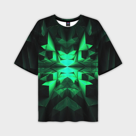 Мужская футболка oversize 3D с принтом Абстрактное погружение в зелень в Санкт-Петербурге,  |  | 