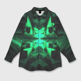Мужская рубашка oversize 3D с принтом Абстрактное погружение в зелень в Санкт-Петербурге,  |  | 