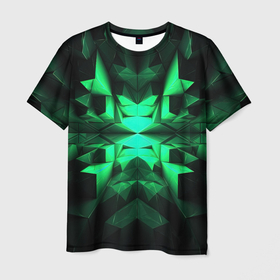 Мужская футболка 3D с принтом Абстрактное погружение в зелень в Санкт-Петербурге, 100% полиэфир | прямой крой, круглый вырез горловины, длина до линии бедер | 