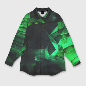Мужская рубашка oversize 3D с принтом Абстрактное выражение зелени в Рязани,  |  | 