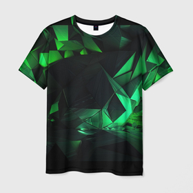 Мужская футболка 3D с принтом Абстрактное выражение зелени в Рязани, 100% полиэфир | прямой крой, круглый вырез горловины, длина до линии бедер | 