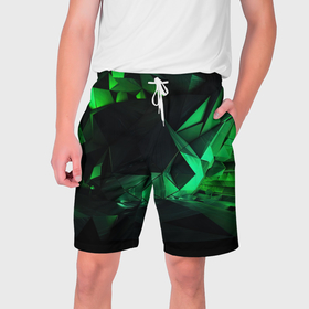 Мужские шорты 3D с принтом Абстрактное выражение зелени в Рязани,  полиэстер 100% | прямой крой, два кармана без застежек по бокам. Мягкая трикотажная резинка на поясе, внутри которой широкие завязки. Длина чуть выше колен | 