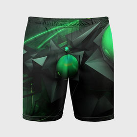 Мужские шорты спортивные с принтом Геометрические формы зелени в Новосибирске,  |  | Тематика изображения на принте: 