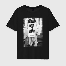 Мужская футболка хлопок Oversize с принтом Джон и Йоко в Курске, 100% хлопок | свободный крой, круглый ворот, “спинка” длиннее передней части | 