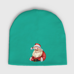 Мужская шапка демисезонная с принтом Дед мороз с улыбкой в Рязани,  |  | 