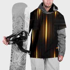Накидка на куртку 3D с принтом Неоновый узор черное золото стене в Екатеринбурге, 100% полиэстер |  | 