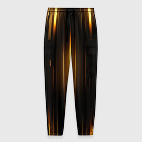 Мужские брюки 3D с принтом Неоновый узор черное золото стене в Санкт-Петербурге, 100% полиэстер | манжеты по низу, эластичный пояс регулируется шнурком, по бокам два кармана без застежек, внутренняя часть кармана из мелкой сетки | 
