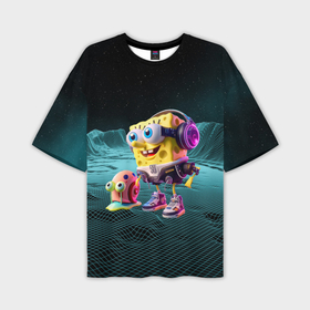 Мужская футболка oversize 3D с принтом Sponge Bob and snail Gary   fantasy   ai art в Кировске,  |  | 