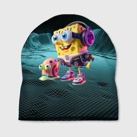 Шапка 3D с принтом Sponge Bob and snail Gary   fantasy   ai art , 100% полиэстер | универсальный размер, печать по всей поверхности изделия | 