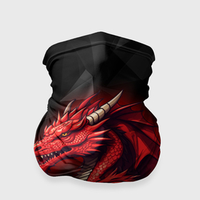 Бандана-труба 3D с принтом Красный дракон на полигональном черном фоне в Тюмени, 100% полиэстер, ткань с особыми свойствами — Activecool | плотность 150‒180 г/м2; хорошо тянется, но сохраняет форму | 
