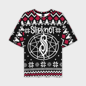 Мужская футболка oversize 3D с принтом Slipknot christmas sweater в Белгороде,  |  | Тематика изображения на принте: 