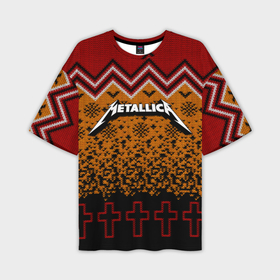 Мужская футболка oversize 3D с принтом Metallica christmas sweater в Санкт-Петербурге,  |  | Тематика изображения на принте: 