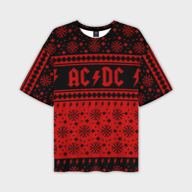 Мужская футболка oversize 3D с принтом AC DC christmas sweater ,  |  | 