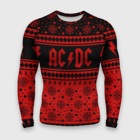 Мужской рашгард 3D с принтом AC DC christmas sweater в Новосибирске,  |  | 
