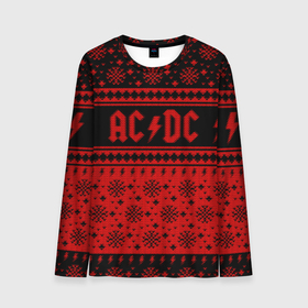 Мужской лонгслив 3D с принтом AC DC christmas sweater , 100% полиэстер | длинные рукава, круглый вырез горловины, полуприлегающий силуэт | 