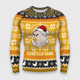 Мужской рашгард 3D с принтом Chicken gun christmas sweater в Новосибирске,  |  | 