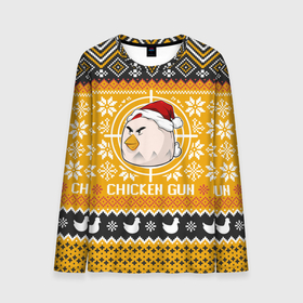 Мужской лонгслив 3D с принтом Chicken gun christmas sweater в Тюмени, 100% полиэстер | длинные рукава, круглый вырез горловины, полуприлегающий силуэт | Тематика изображения на принте: 