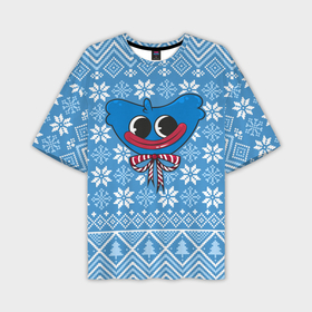 Мужская футболка oversize 3D с принтом Huggy Wuggy christmas sweater в Курске,  |  | Тематика изображения на принте: 