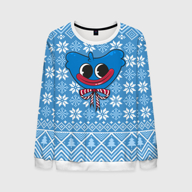 Мужской свитшот 3D с принтом Huggy Wuggy christmas sweater в Курске, 100% полиэстер с мягким внутренним слоем | круглый вырез горловины, мягкая резинка на манжетах и поясе, свободная посадка по фигуре | 
