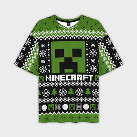 Мужская футболка oversize 3D с принтом Minecraft christmas sweater в Тюмени,  |  | 