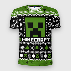 Мужская футболка 3D Slim с принтом Minecraft christmas sweater , 100% полиэстер с улучшенными характеристиками | приталенный силуэт, круглая горловина, широкие плечи, сужается к линии бедра | 
