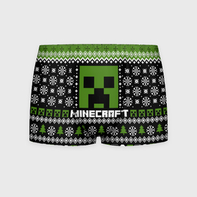 Мужские трусы 3D с принтом Minecraft christmas sweater , 50% хлопок, 50% полиэстер | классическая посадка, на поясе мягкая тканевая резинка | Тематика изображения на принте: 