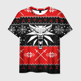 Мужская футболка 3D с принтом The Witcher christmas sweater в Белгороде, 100% полиэфир | прямой крой, круглый вырез горловины, длина до линии бедер | 