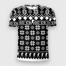 Мужская футболка 3D Slim с принтом CS GO christmas sweater , 100% полиэстер с улучшенными характеристиками | приталенный силуэт, круглая горловина, широкие плечи, сужается к линии бедра | Тематика изображения на принте: 