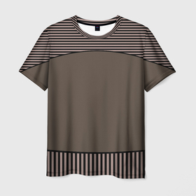 Мужская футболка 3D с принтом Коричневый полосатый узор в Кировске, 100% полиэфир | прямой крой, круглый вырез горловины, длина до линии бедер | 