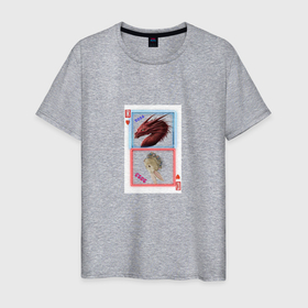 Мужская футболка хлопок с принтом Игральная карта дракон  2024  кролик 2023 в Белгороде, 100% хлопок | прямой крой, круглый вырез горловины, длина до линии бедер, слегка спущенное плечо. | Тематика изображения на принте: 