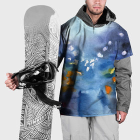 Накидка на куртку 3D с принтом После дождя акварель в Санкт-Петербурге, 100% полиэстер |  | 