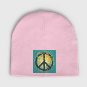Мужская шапка демисезонная с принтом Пусть будет Мир в Тюмени,  |  | Тематика изображения на принте: 