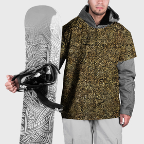 Накидка на куртку 3D с принтом Чёрные и жёлтые  мазки в Тюмени, 100% полиэстер |  | 