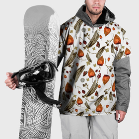 Накидка на куртку 3D с принтом Перья и физалис в Екатеринбурге, 100% полиэстер |  | Тематика изображения на принте: 
