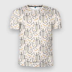 Мужская футболка 3D Slim с принтом Скорпион знак бохо в Екатеринбурге, 100% полиэстер с улучшенными характеристиками | приталенный силуэт, круглая горловина, широкие плечи, сужается к линии бедра | Тематика изображения на принте: 