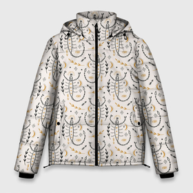 Мужская зимняя куртка 3D с принтом Скорпион знак бохо в Новосибирске, верх — 100% полиэстер; подкладка — 100% полиэстер; утеплитель — 100% полиэстер | длина ниже бедра, свободный силуэт Оверсайз. Есть воротник-стойка, отстегивающийся капюшон и ветрозащитная планка. 

Боковые карманы с листочкой на кнопках и внутренний карман на молнии. | Тематика изображения на принте: 