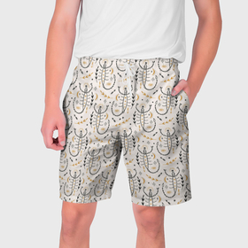 Мужские шорты 3D с принтом Скорпион знак бохо в Тюмени,  полиэстер 100% | прямой крой, два кармана без застежек по бокам. Мягкая трикотажная резинка на поясе, внутри которой широкие завязки. Длина чуть выше колен | 