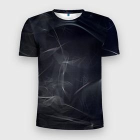 Мужская футболка 3D Slim с принтом Серый дым и тьма в Екатеринбурге, 100% полиэстер с улучшенными характеристиками | приталенный силуэт, круглая горловина, широкие плечи, сужается к линии бедра | 