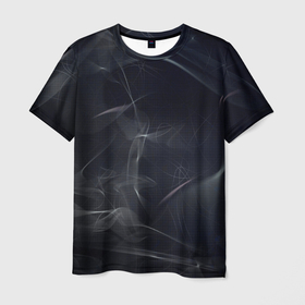 Мужская футболка 3D с принтом Серый дым и тьма в Тюмени, 100% полиэфир | прямой крой, круглый вырез горловины, длина до линии бедер | 