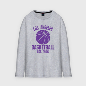 Мужской лонгслив oversize хлопок с принтом Basketball Los Angeles в Рязани,  |  | 