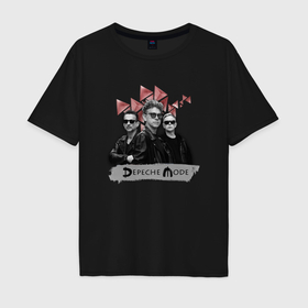 Мужская футболка хлопок Oversize с принтом Depeche Mode   a band spirit tour в Курске, 100% хлопок | свободный крой, круглый ворот, “спинка” длиннее передней части | 